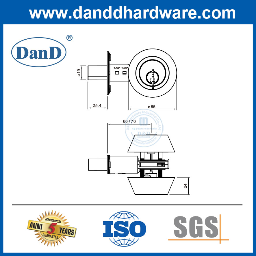 Внешняя дверная замка установлена ​​двойная цилиндра из нержавеющей стали Deadbolt-Ddlk007
