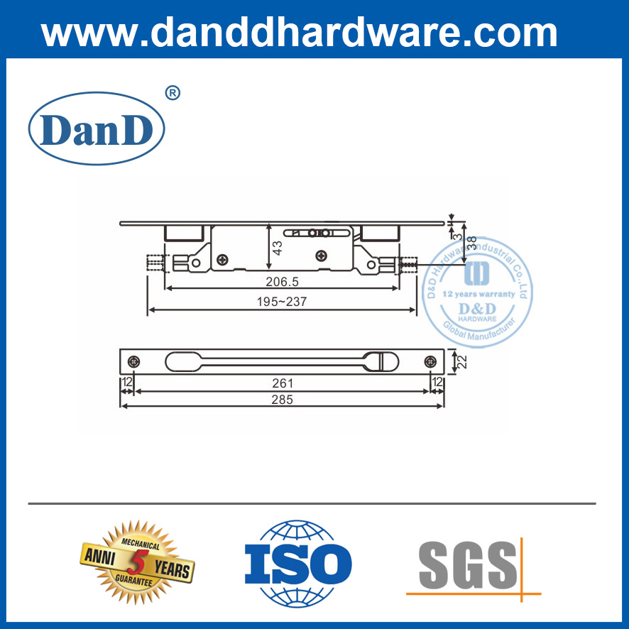 Защелка с двойным действием из нержавеющей стали для полых металлических дверей- DDDB022-B