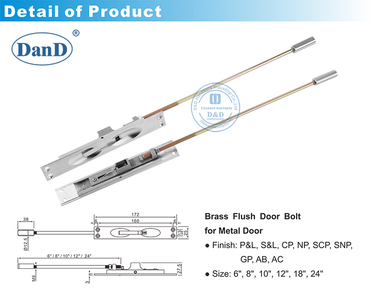 сплошной латун скрытой дверной болт