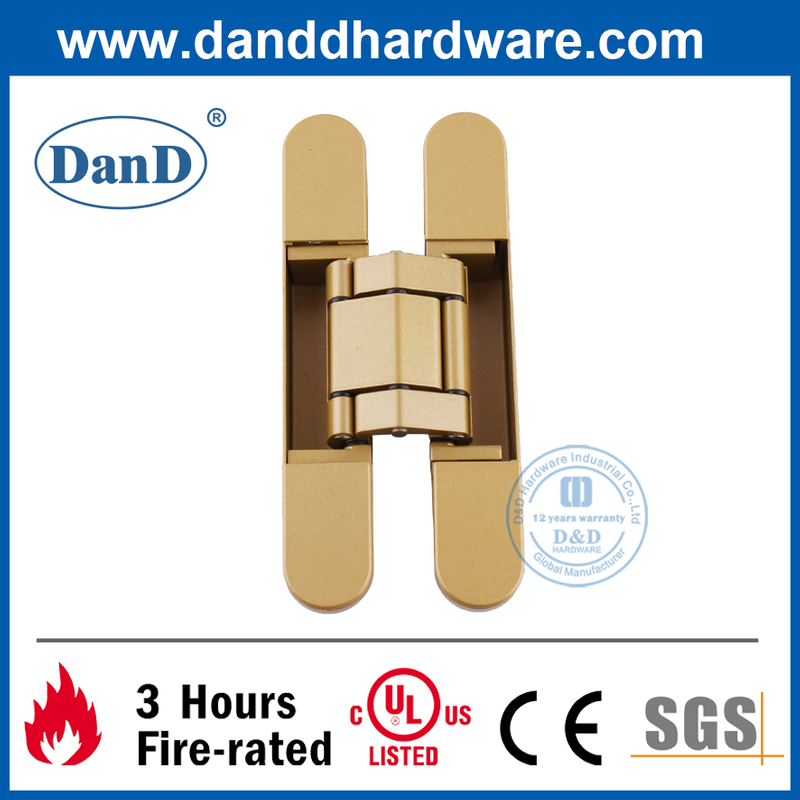 Золотой нарисованный цинк сплав 3D Регулирующий невидимый хинс для тяжелой двери-DDCH008-G120