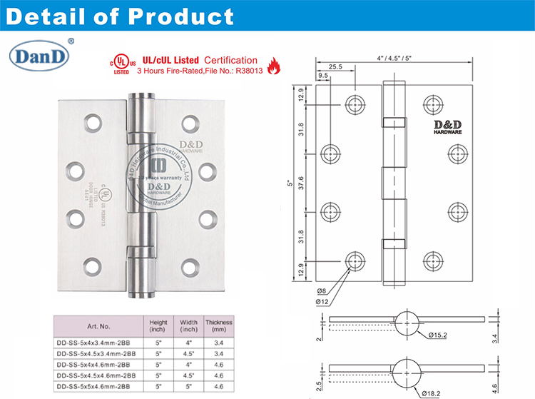 UL Heavy Duty Door Hights-Ddss006-FR-D и D Hardwrae