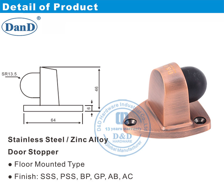 Антикварная медная дверная стоппер