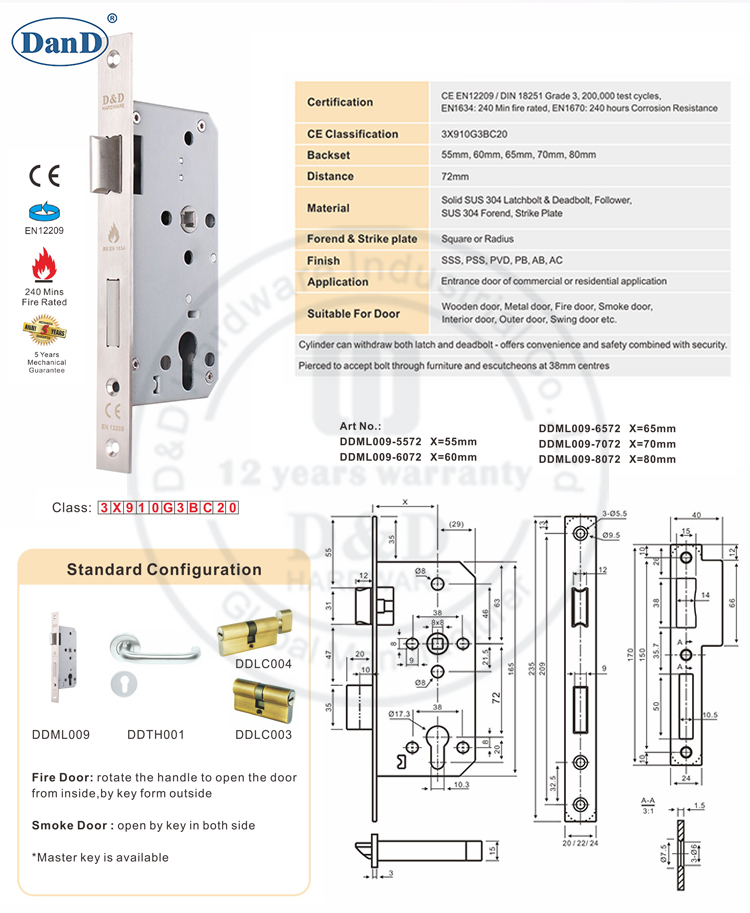 European Mortise Lock-D и D Аппаратное обеспечение