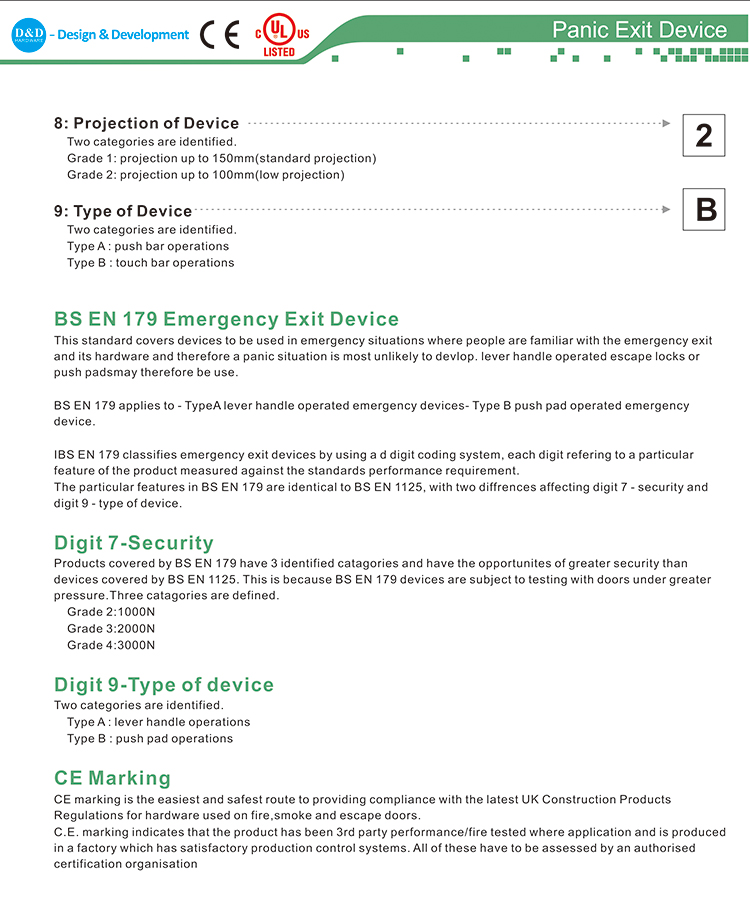 Оборудование Fire Exit Hardware-D и D Оборудование