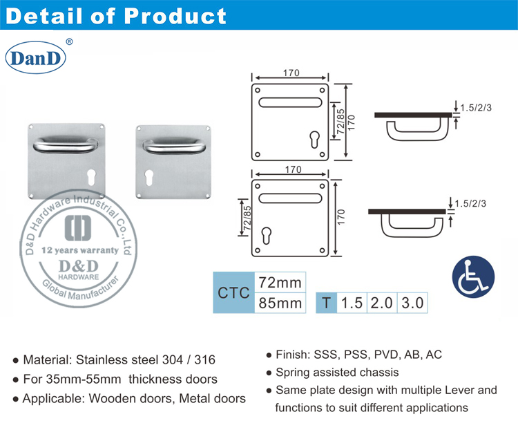 Рычаг из нержавеющей стали на аппаратному покрытию Plate-D и D