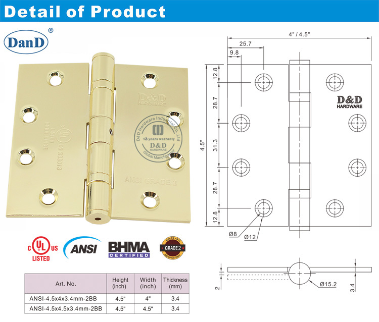 ANSI 2 класс 2 -й шарнир.