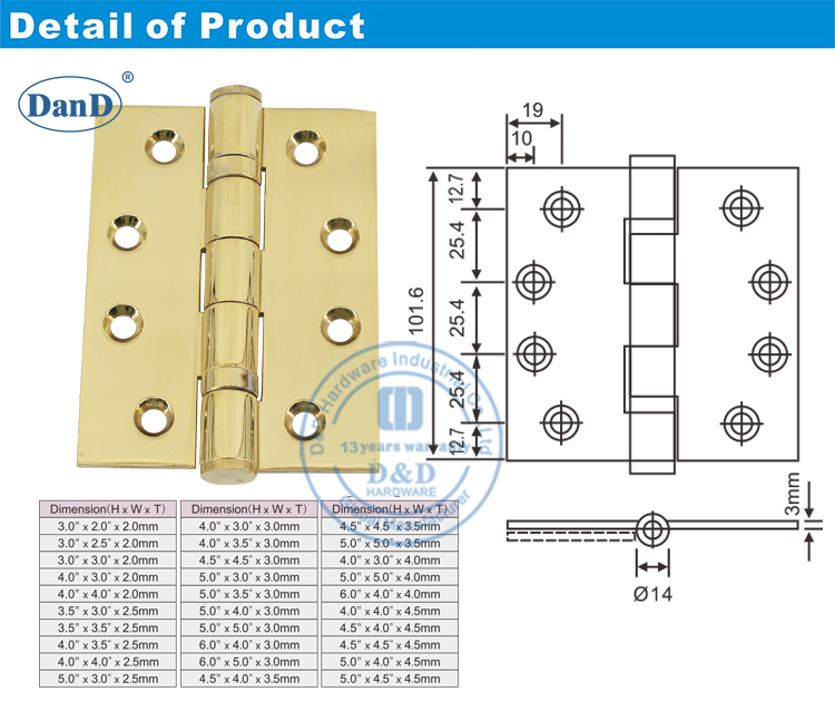 Полированная латунная дверь шарнир-DDSS001