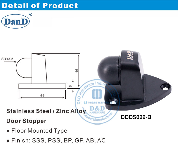Матовые черные дверные остановки