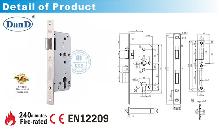 CE Mortice Door Lock DDML009-D и D Аппаратное обеспечение