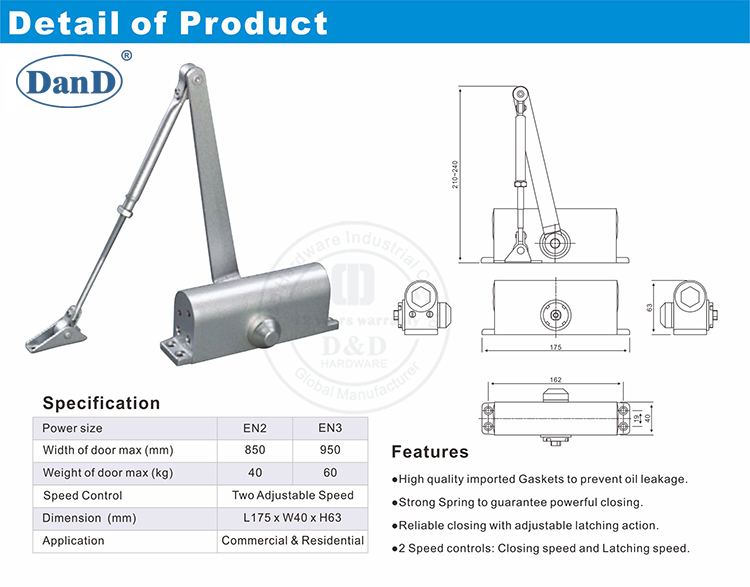 Гидравлическая дверь ближе - оборудование D и D