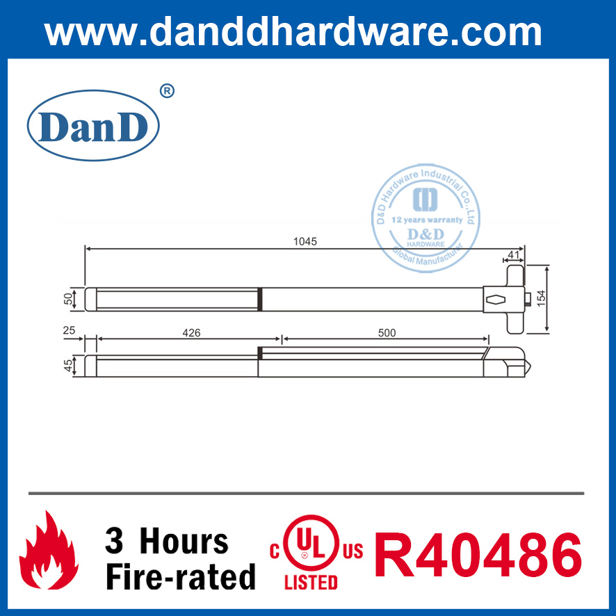 SS304 RIM PUSH BAR PANIC EXIT Устройство с помощью DDPD007
