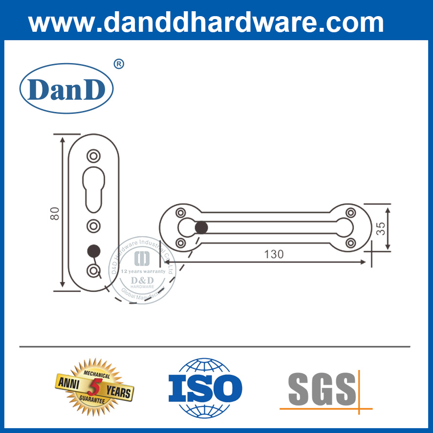 Сплав из цинкового сплава полированная латунная передняя дверная цепная цепь-DDDG003