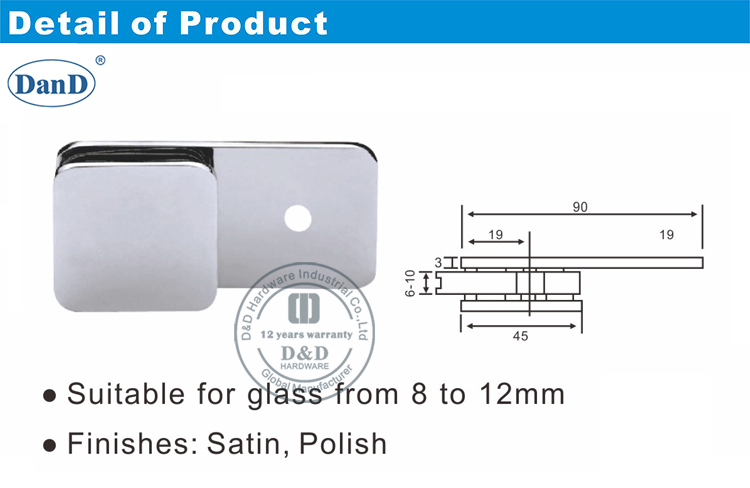 Стекло для ванной комнаты с помощью зажима и оборудования D