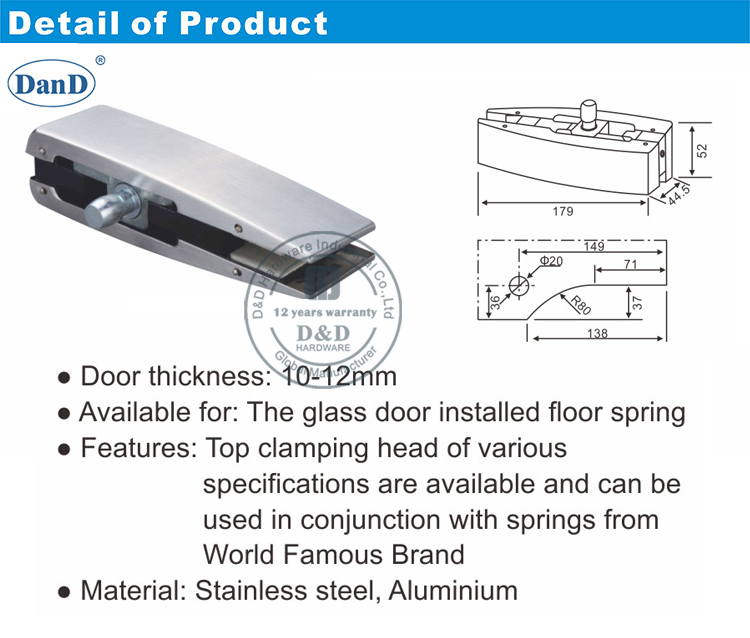 SS316 Glass Door Fatting-D и D Аппаратное обеспечение
