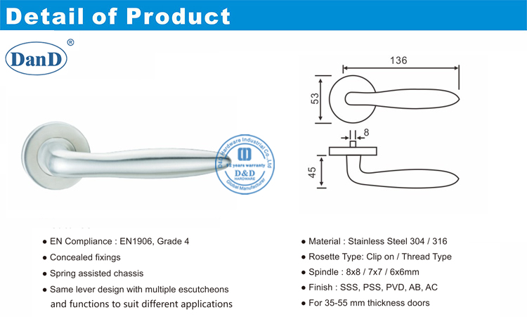Внешняя рычага дверной ручкой-D и D аппаратное обеспечение
