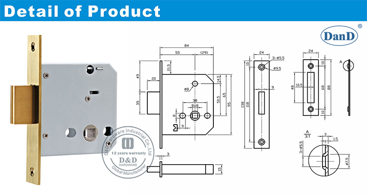 304 Дверной замок Дверной блокировки Body-D и D Оборудование
