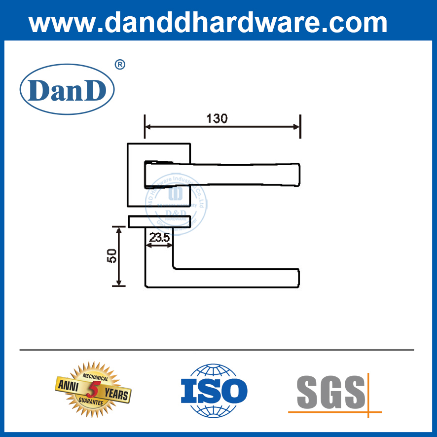 Внутренний квадратный рычаг ручки с серебряной дверью из нержавеющей стали DDSH059