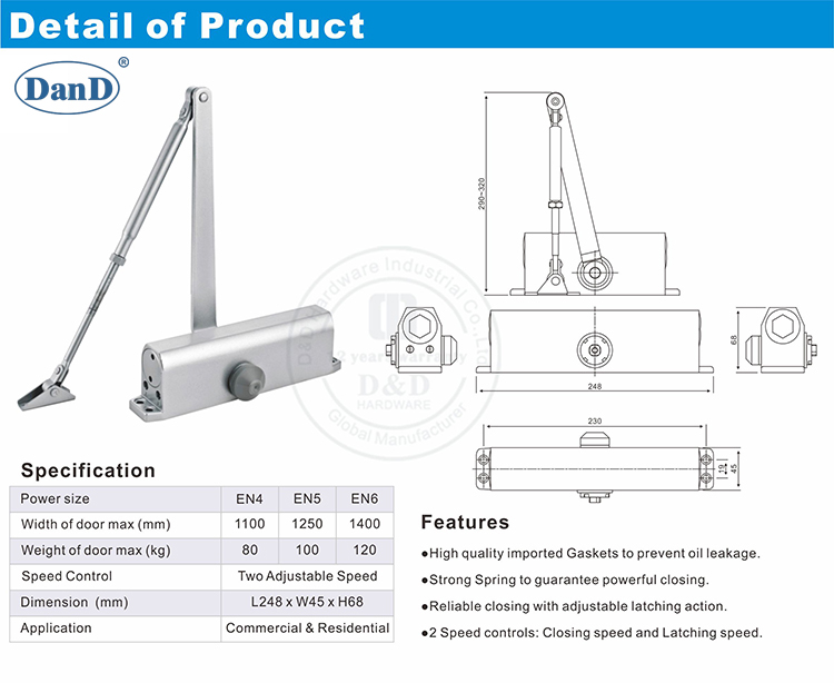 Сверхмощная дверь ближе - D и D Оборудование