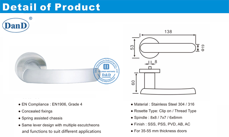 Стальная дверная ручка-D и D аппаратное обеспечение