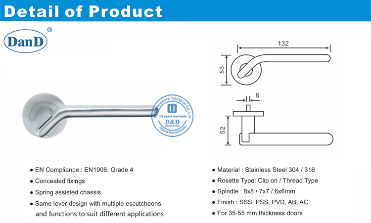 Передняя дверная ручка ручки-D и D аппаратное обеспечение