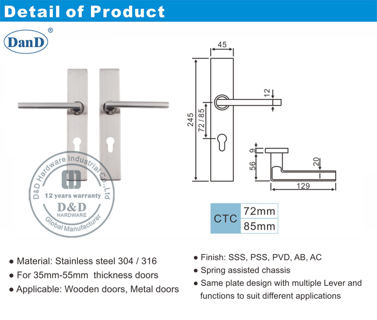 Внешняя дверная ручка на пластине-D и D Оборудование