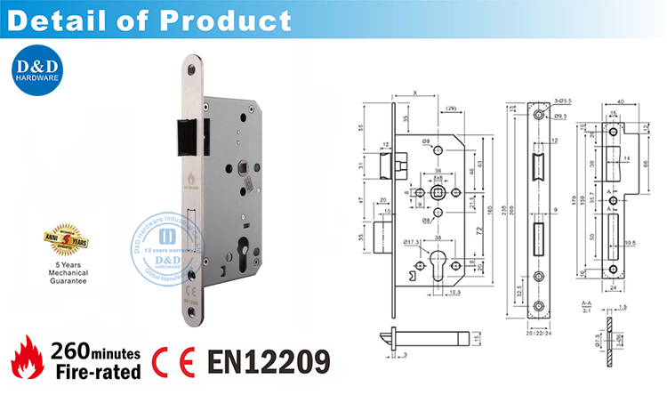 CE Mortice Door Lock DDML009-5572