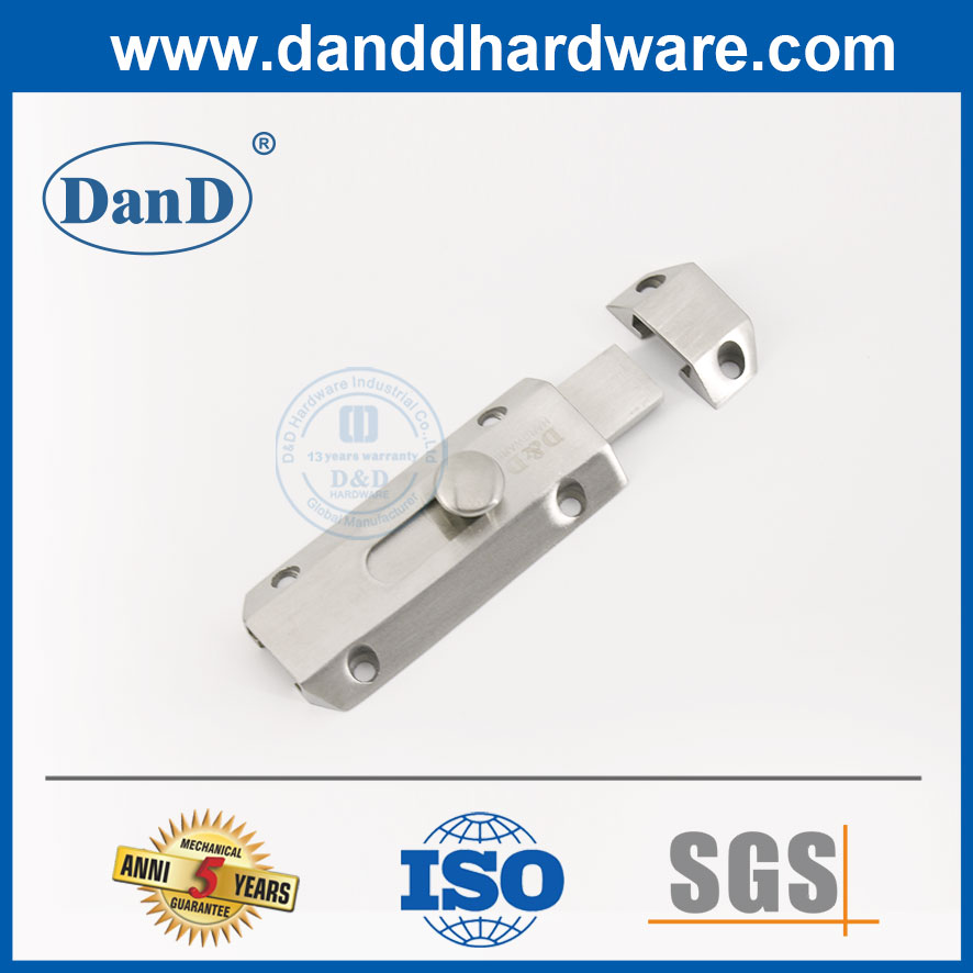 Сплошная латунная ствола ствола дверной блокировка сатинированная никелевая ствол болт-DDDB017