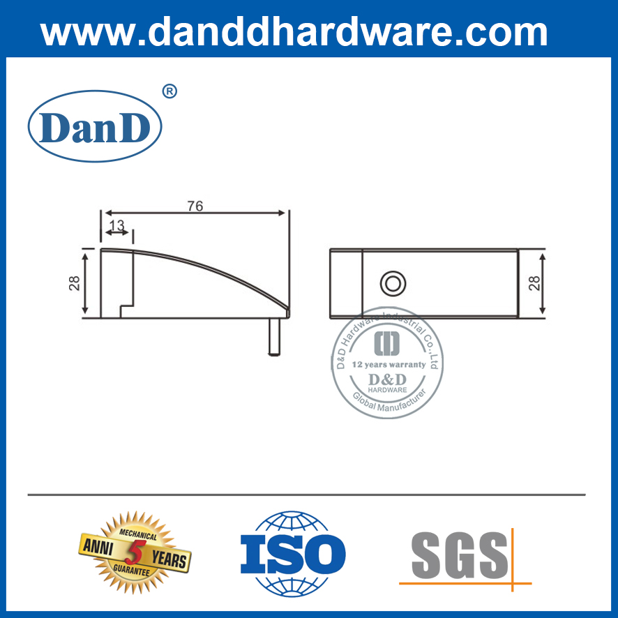 Современная серебряная дверная остановка из нержавеющей стали для наружных дверей DDDS013
