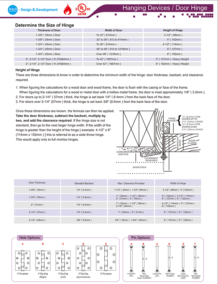 Оборудование для дверей -d и d