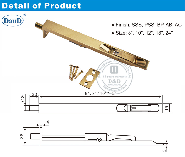 Оборудование для дверного болта и D окраска