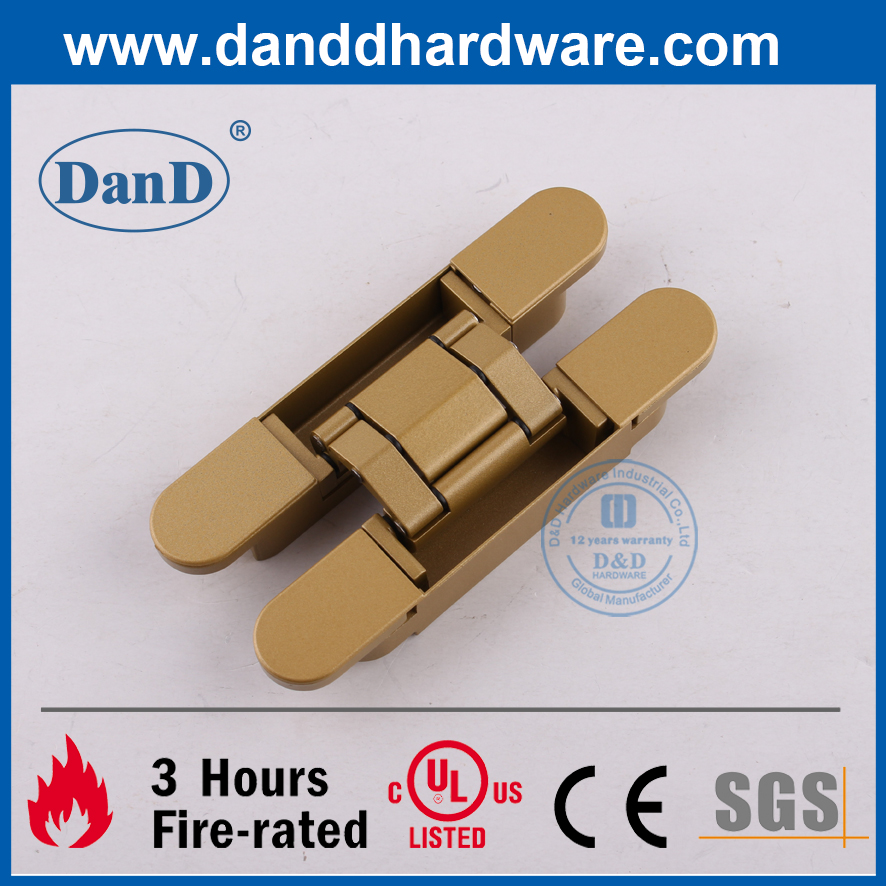 Золотой нарисованный цинк сплав 3D Регулирующий невидимый хинс для тяжелой двери-DDCH008-G120
