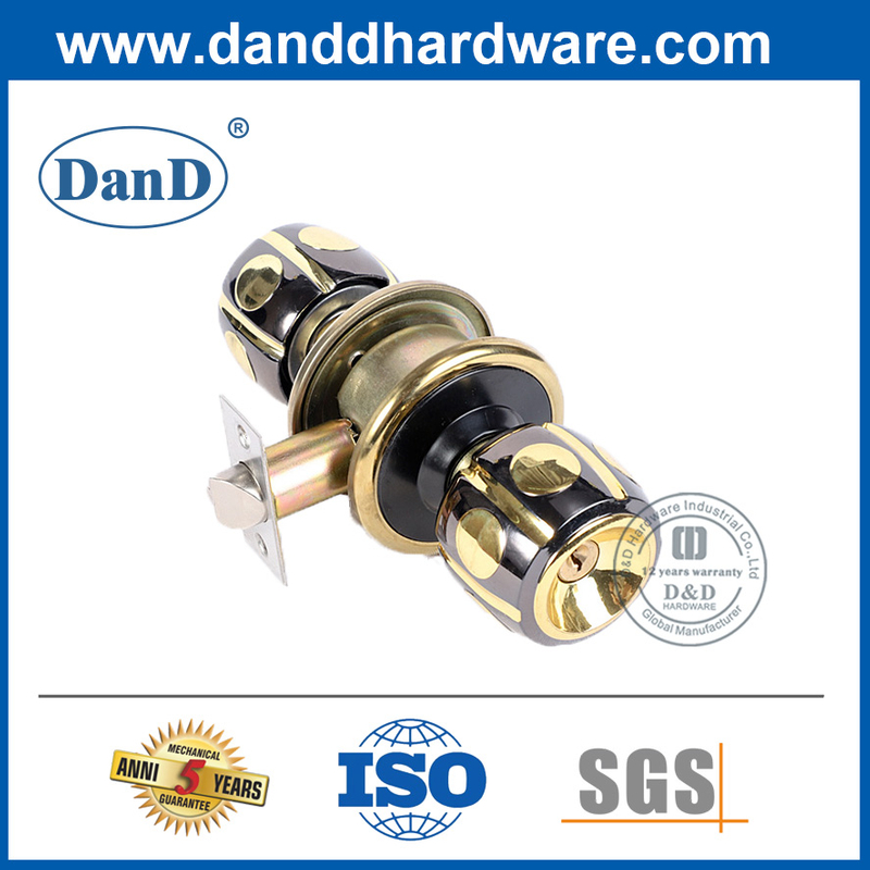 Безопасность цинкового сплава черно-золото запираемая дверная ручка-DDLK042