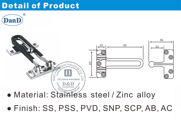 Отель Спальня Двери Защелка Guard-D и D Оборудование