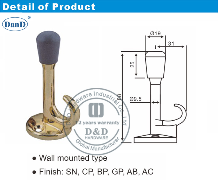 Невидимое оборудование для остановки дверей и D