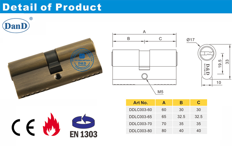 Античная латунная Mortice Cylinder-D и D аппаратное обеспечение