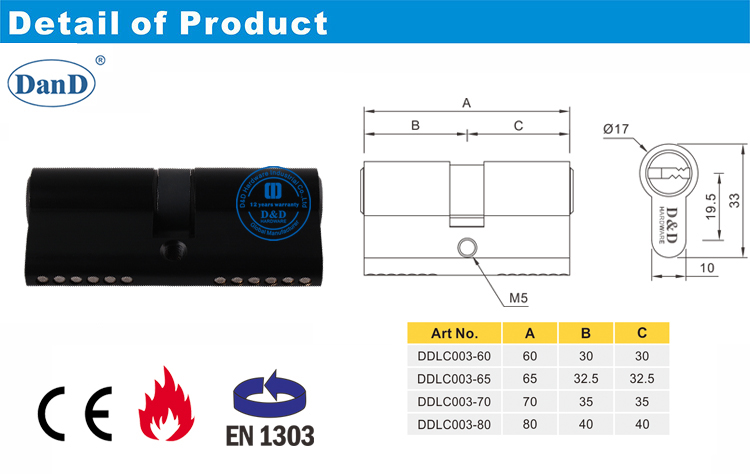 Черный CE Mortife ключевой цилиндр-D и D аппаратное обеспечение