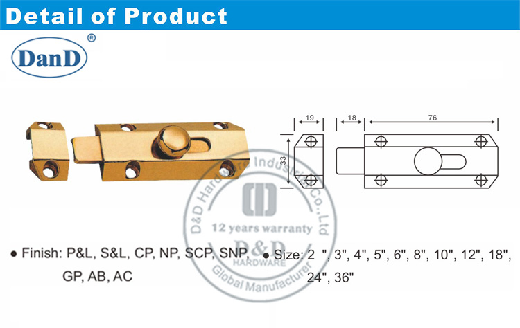 Промысловые болты для оборудования для скидных двойных дверей-D и D