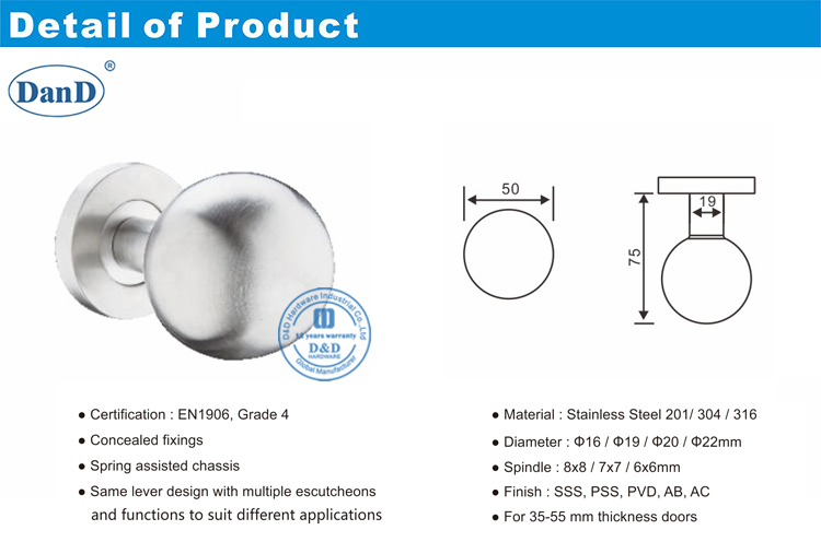 Огненные дверные ручки-D и D Оборудование