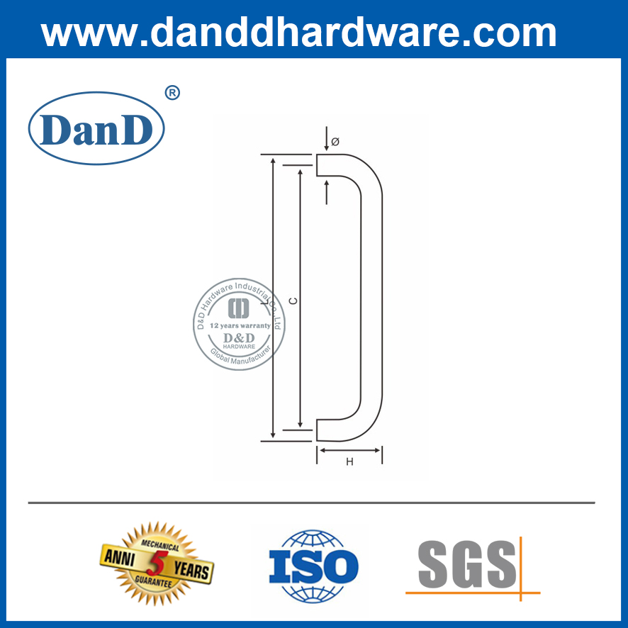 Нержавеющая сталь 304 безопасность D Shape Commercial Door Pull Harder-Ddph007