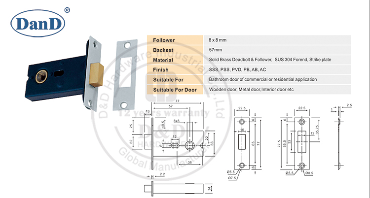 Euro ванная комната Deadbolt -D и D аппаратное обеспечение