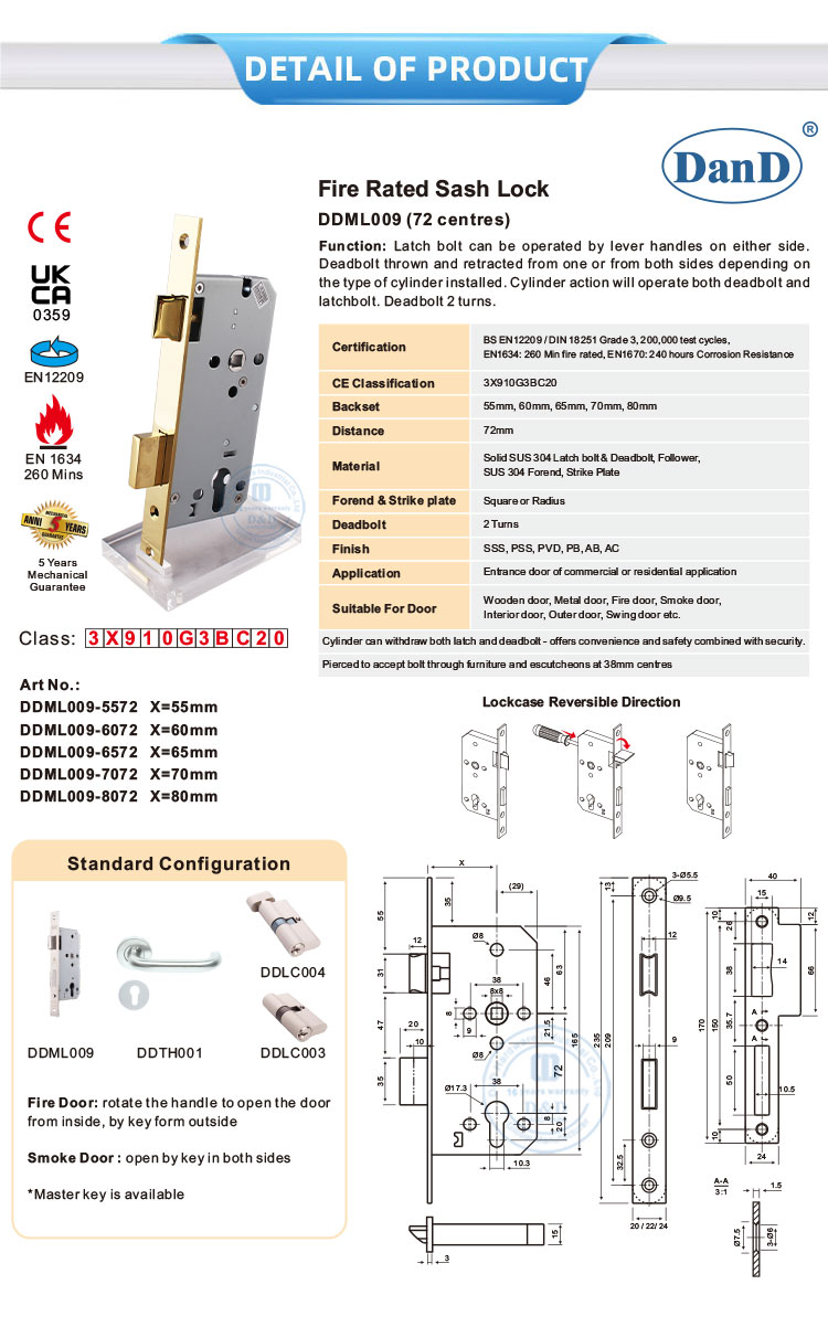EN12209 Mortice Lock